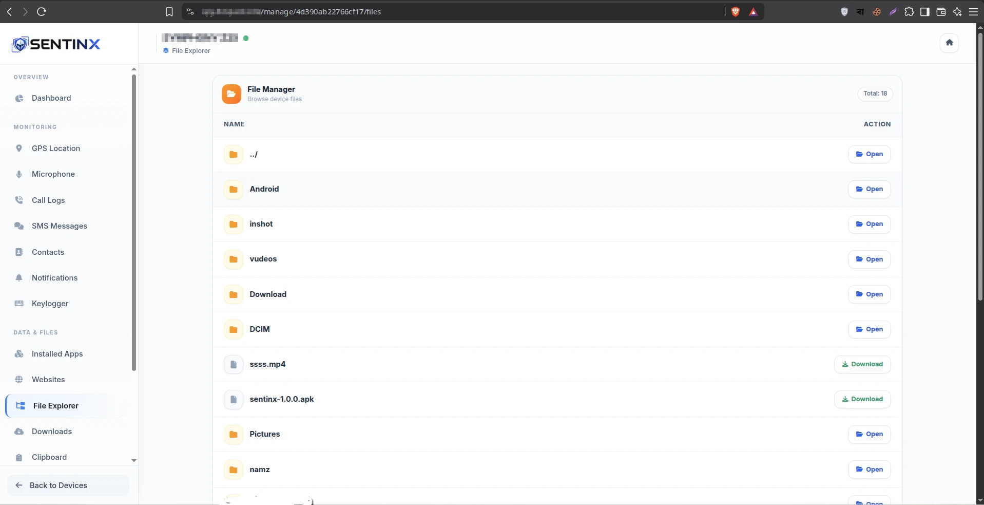 Sentinx parental control dashboard screenshot 10