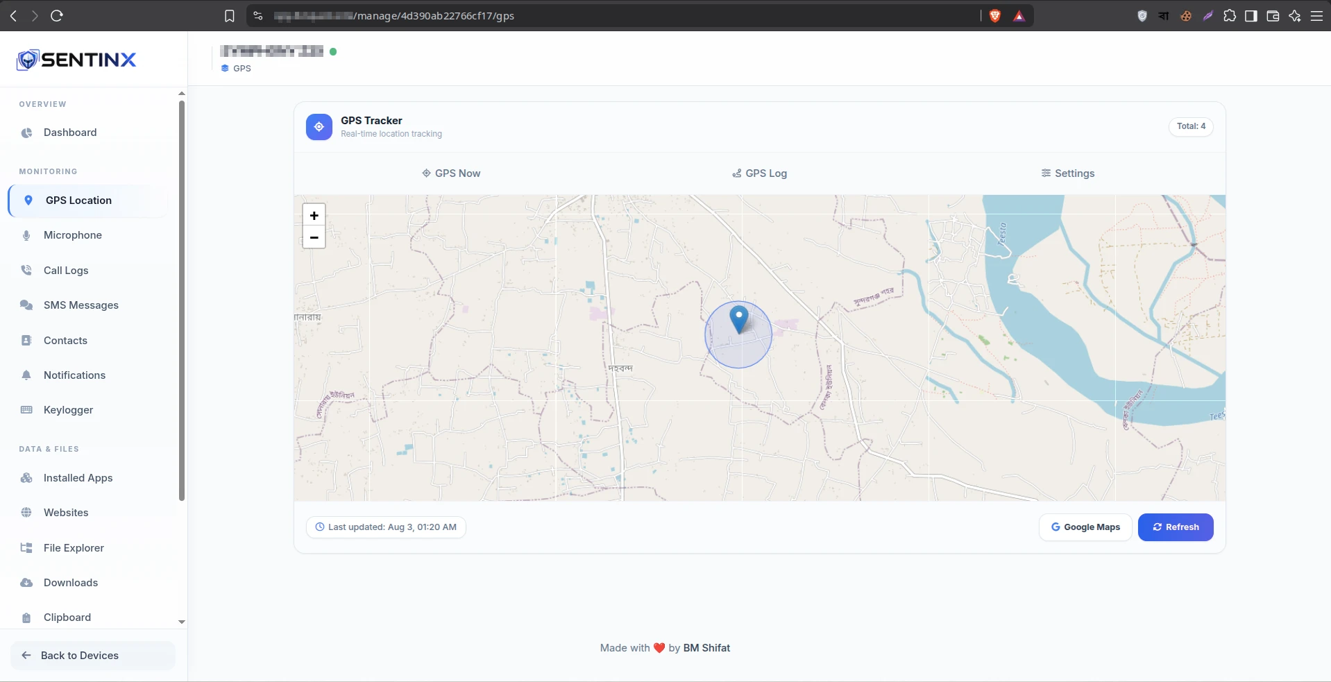 Sentinx parental control dashboard screenshot 3
